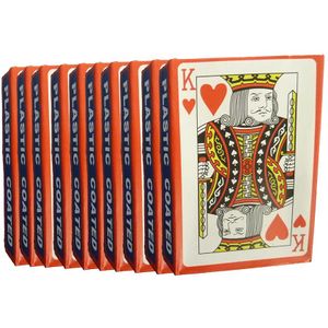 Speelkaarten Plastic Coated Rood Of Blauw. Pak A 10 Pakjes Met 52 Kaarten En Twee Jokers. rood ARO houseware
