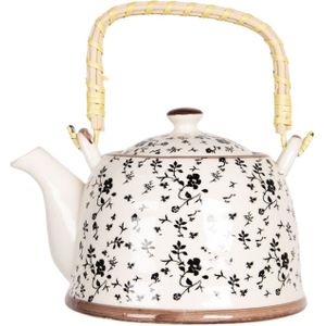 Clayre & Eef Theepot met filter 800ml 18x14x12cm multi Aardewerk Clayre & Eef Theepot