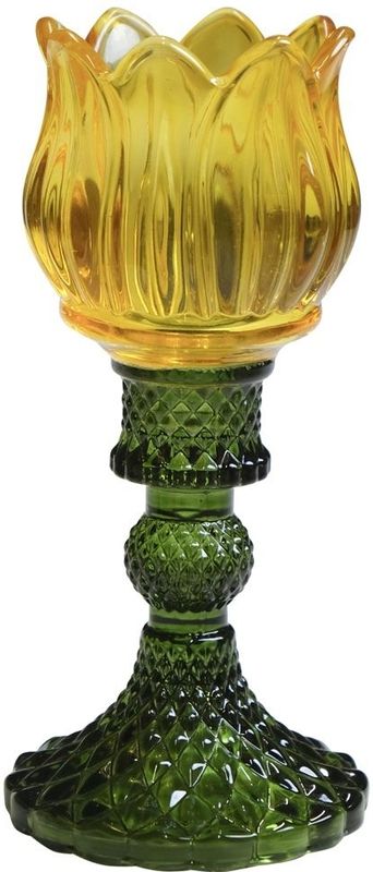 Mars&More glas waxinelichthouder tulp geel 8x8x17cm