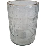 Waxinelichthouder Bubbel Helder/goud 12x15cm grijs Glas Mansion Atmosphere Waxinelichtjeshouder