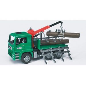 Bruder MAN TGA houttransportwagen met kraan en boomstammen groen Kunststof Bruder Speelgoedvoertuig (43.0000cm x 24.0000cm)