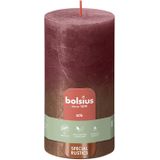 Bolsius Rustiek Fading Metallic Stompkaars 130/68 Velvet Red + Copper rood Bolsius Kaars