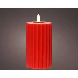 Lumineo LED kaars Ribbel voor binnen met vlameffect en timer dia 5,5x15cm kerstrood rood Wax Lumineo Led kaars