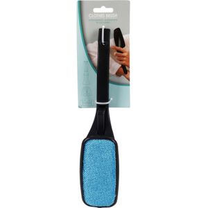 Kledingborstel/ontpluizer/pluizenverwijderaar - zwart/blauw - 26 cm