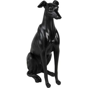 Clayre & Eef Decoratie beeld hond zwart 20x10x30cm polyresin zwart Polyresin Clayre & Eef Decoratief beeld of figuur