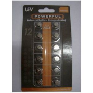 Knoopcel 1.5V AG3 / L736 Powerfull Alkeline - 1 strip met elk 12 knoopcellen