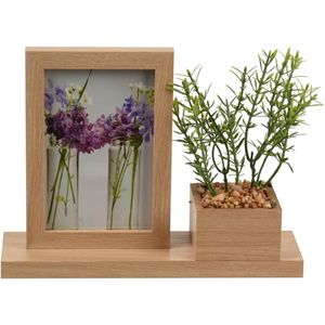 Fotolijst Mdf Met Plantje 19,5x26x7,6cm bruin Home & Styling Fotolijst (26cm x19.5cm)