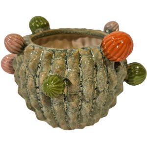 Bloempot cactus 16,5x16,5x10,5cm beige Aardewerk Mansion Atmosphere Bloempot