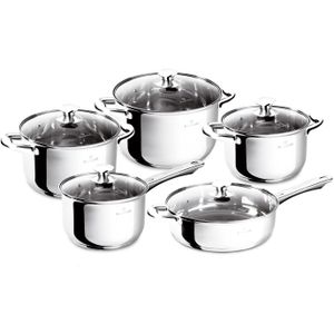 Blaumann Pannenset 10-delig Gourmet Line zilver RVS Blaumann Pan
