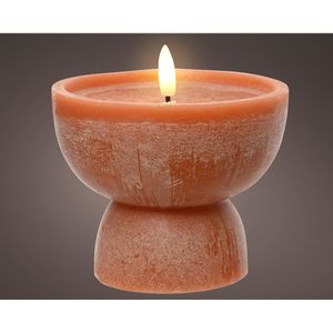 Lumineo LED kaars Vaas voor binnen met vlameffect en timer dia10x12,5cm terra werkt op 2xAA batterijen (excl) bruin Wax Lumineo Led kaars