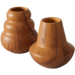 Boltze Home Vaas Wilhelmy H10,5cm Dolomiet Hout-look Bruin bruin aardewerk Boltze Home Vaas