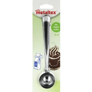 Metaltex Koffiemaatschepje met zakkensluiter RVS 20ml 17,5cm zilver Metaal Metaltex Maatlepel (18.0000cm x cm)