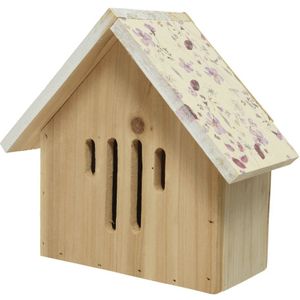 Insectenhuis grenen L10-W21.5-H20cm licht roze roze Hout Decoris Insectenhotel (22.0000cm x cm)