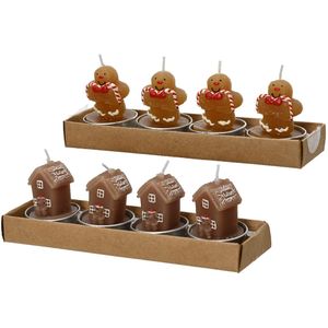 Decoris Waxinelichtjes Peperkoek Huis/pop Parafine Dia3,8x5,5cm bruin Decoris