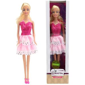 Toi Toys Tienerpop Lauren In Roze Halterjurk 29cm roze Toi-Toys Pop