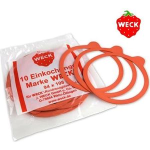 Weckringen Ø100mm 94x108mm zakje a 10 stuks oranje Rubber Weck Weckpot