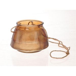 Hangende Vaas/windlicht Lines Ø15xh10,5cm Bruin bruin HBX natural living Windlicht (0,00cm x0,00cm)