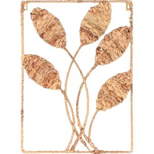 Wanddecoratie bladeren riet 50x35cm bruin Riet Home & Styling Wanddecoratie (50.0000cm x 35.0000cm)