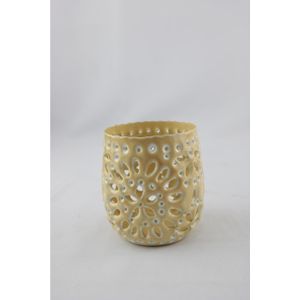 Hérault Votive Waxinelichthouder beige 10x10x10cm bruin Metaal Mansion Atmosphere Waxinelichtjeshouder