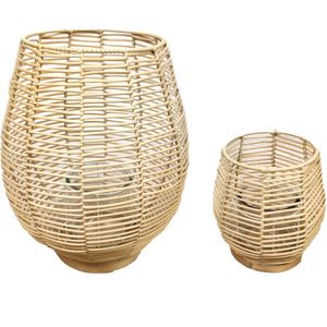 Dijk Natural Collections Lantaarn Rattan Ø32x39cm Set Van 2 White Wash bruin Rattan Dijk Natural Collections Lantaarn (32.0000cm x 32.0000cm)
