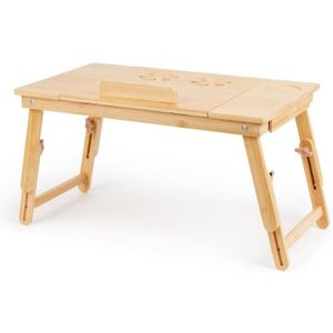 Bamboe laptoptafel met lade - 50 x 30 x 21-29 cm