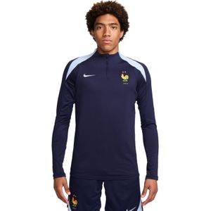 Nike Frankrijk Strike Trainingstrui 1/4-Zip 2024-2026 Donkerblauw Lichtblauw