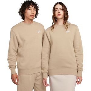 Nike Sportswear Club Fleece Crew Sweater Lichtbruin Wit