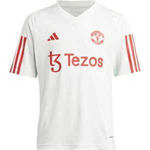adidas Manchester United Trainingsshirt 2023-2024 Kids Wit Rood Lichtgroen
