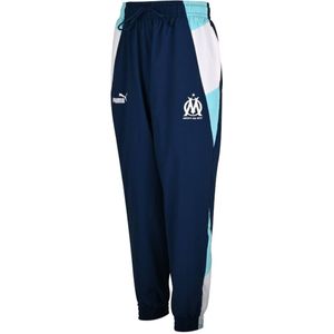 PUMA Olympique Marseille Woven Trainingsbroek 2023-2024 Donkerblauw Turquoise Wit