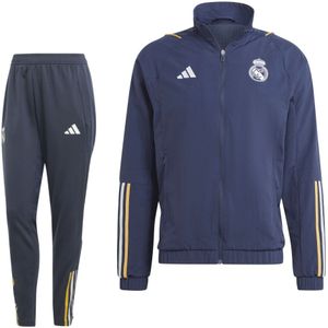 adidas Real Madrid Presentatie Trainingspak 2023-2024 Donkerblauw Wit Goud