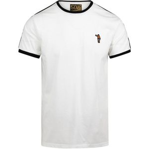 Cruyff Dos Rayas Ringer T-Shirt Wit Zwart Oranje