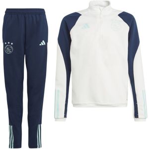 adidas Ajax Trainingspak 1/4-Zip 2023-2024 Kids Wit Donkerblauw Lichtblauw