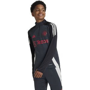 adidas Manchester United Trainingstrui 1/4-Zip Europees 2024-2025 Kids Donkergrijs Zwart Rood Wit