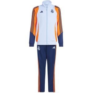 adidas Real Madrid Trainingspak Full-Zip 2024-2025 Kids Lichtblauw Donkerblauw Geel