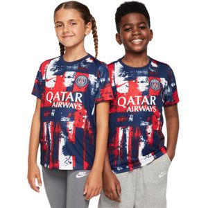 Nike Paris Saint-Germain Pre-Match Trainingsshirt 2024-2025 Kids Donkerblauw Rood Wit