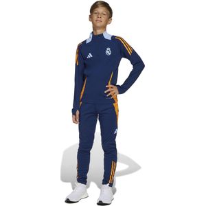 adidas Real Madrid Trainingspak 1/4-Zip 2024-2025 Kids Donkerblauw Oranje Lichtblauw