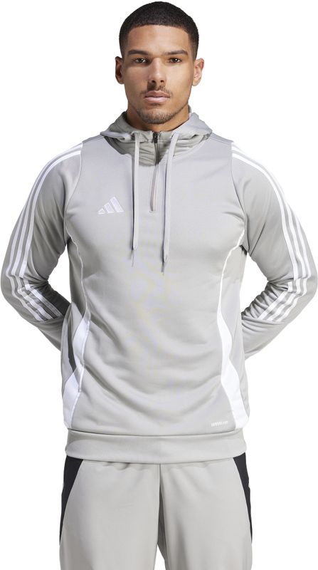 adidas Tiro 24 Hooded Trainingstrui 1/4-Zip Lichtgrijs Wit