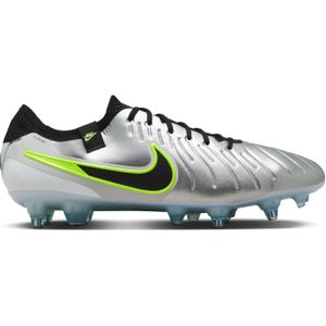 Nike Tiempo Legend 10 Elite IJzeren-Nop Voetbalschoenen (SG) Anti-Clog Zilver Zwart Neongeel