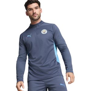 PUMA Manchester City Trainingstrui 1/4-Zip 2024-2025 Donkerblauw Lichtblauw