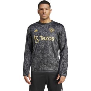 adidas Manchester United Pre-Match Warm Trainingstrui Stone Roses 2023-2024 Zwart Donkergrijs Goud