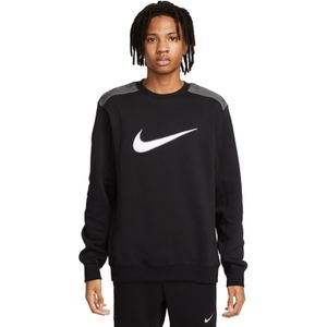 Nike Sportswear Fleece Crew Sweater Zwart Wit Grijs