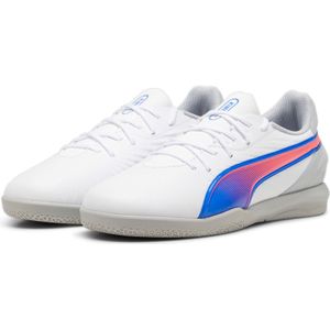 PUMA King Match Zaalvoetbalschoenen (IN) Kids Wit Blauw Lichtroze