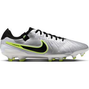 Nike Tiempo Legend 10 Pro Gras Voetbalschoenen (FG) Zilver Zwart Neongeel