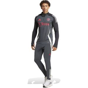 adidas Manchester United Trainingspak 1/4-Zip Europees 2024-2025 Donkergrijs Zwart Rood Wit