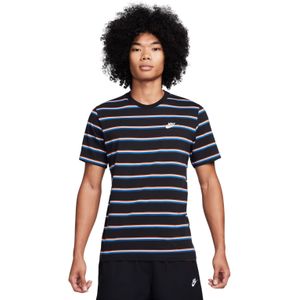 Nike Sportswear T-Shirt Club Stripe Zwart Rood Wit Blauw