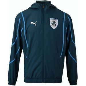 PUMA Olympique Marseille Pre-Match Anthem Trainingsjack Woven 2024-2025 Donkerblauw Lichtblauw Wit