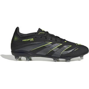 adidas Predator Elite Gras Voetbalschoenen (FG) Kids Zwart Donkergrijs Neongeel