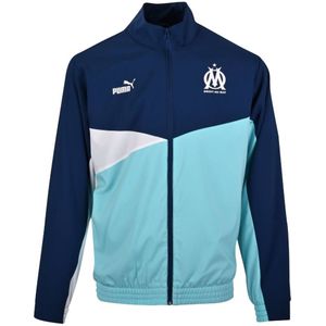 PUMA Olympique Marseille Woven Trainingsjack 2023-2024 Donkerblauw Turquoise Wit