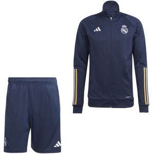 adidas Real Madrid Trainingsset 1/4-Zip 2023-2024 Donkerblauw Wit Goud