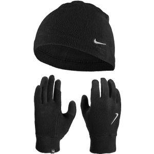 Nike Fleece Muts en Handschoenen Set Dames Zwart Zilver